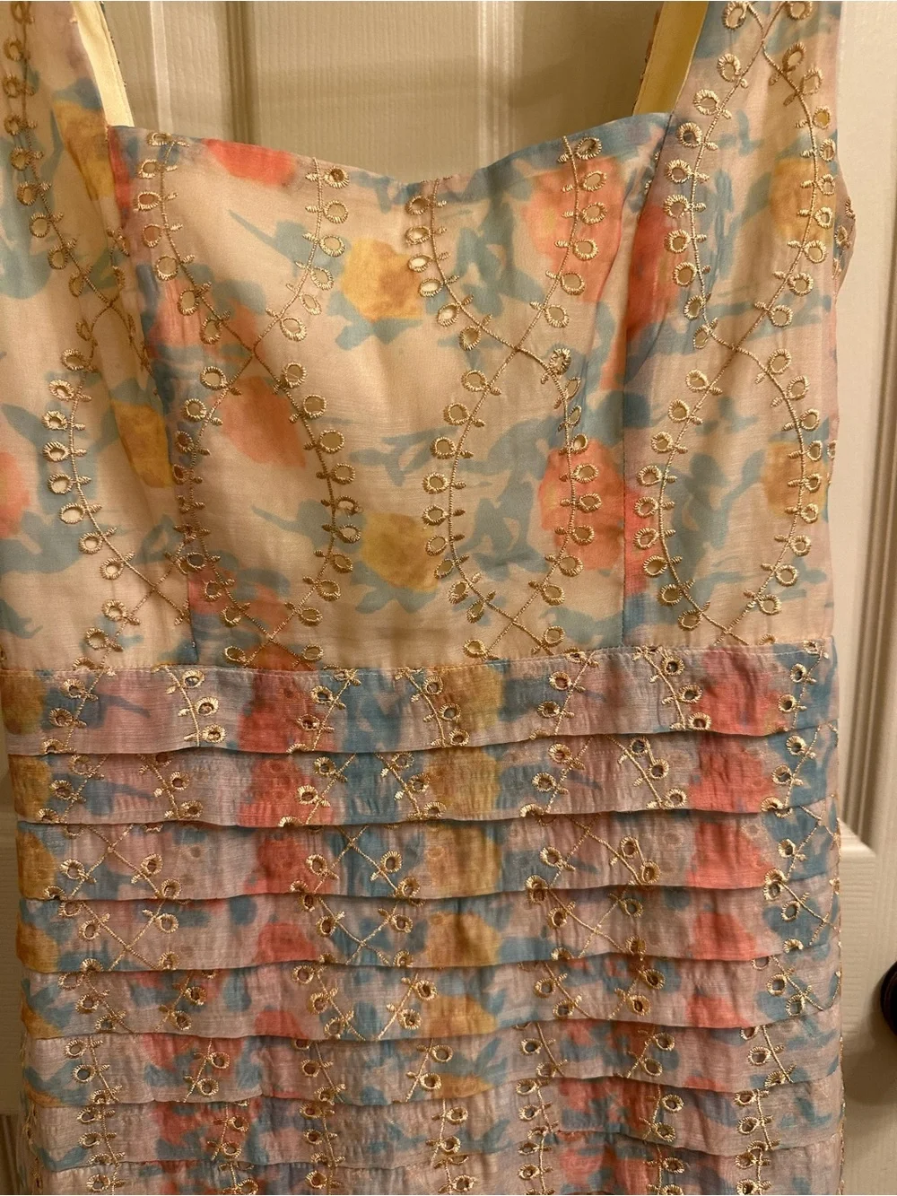 Floral Eyelet Tiered Mini Dress in Pastel Multi